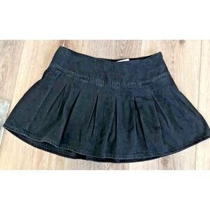 American Eagle NWT Micro Black Pleated Denim Mini Skirt Pleated Y2K Rave Sz 10T